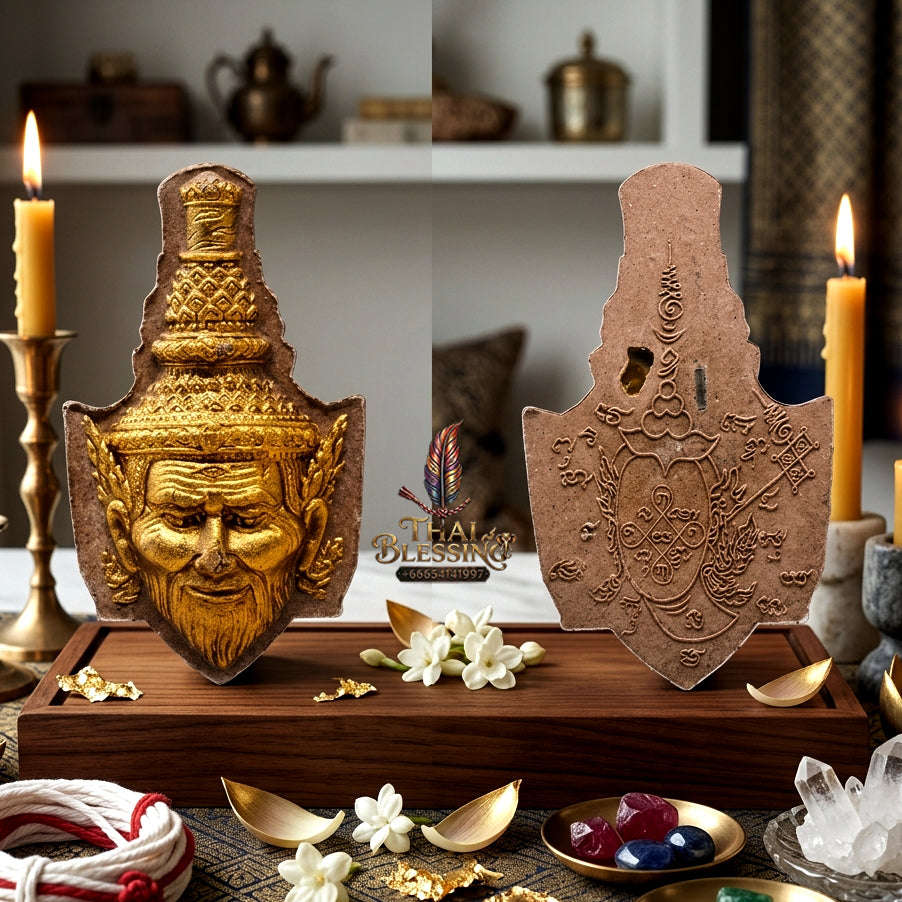 ✨ [The Sovereign of Supreme Sian Phra Rue Si Ta Fai Gold-Brushed Powder Masterpiece, Luang Pho Khlaeo Wat Rueang Wet Mongkhon Mastery & Unshakable Esoteric Sovereignty Thai Blessing Co By RURUECHA