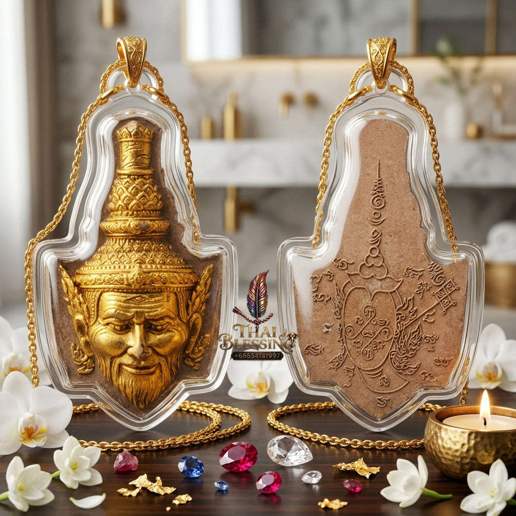 ✨ [The Sovereign of Supreme Sian Phra Rue Si Ta Fai Gold-Brushed Powder Masterpiece, Luang Pho Khlaeo Wat Rueang Wet Mongkhon Mastery & Unshakable Esoteric Sovereignty Thai Blessing Co By RURUECHA