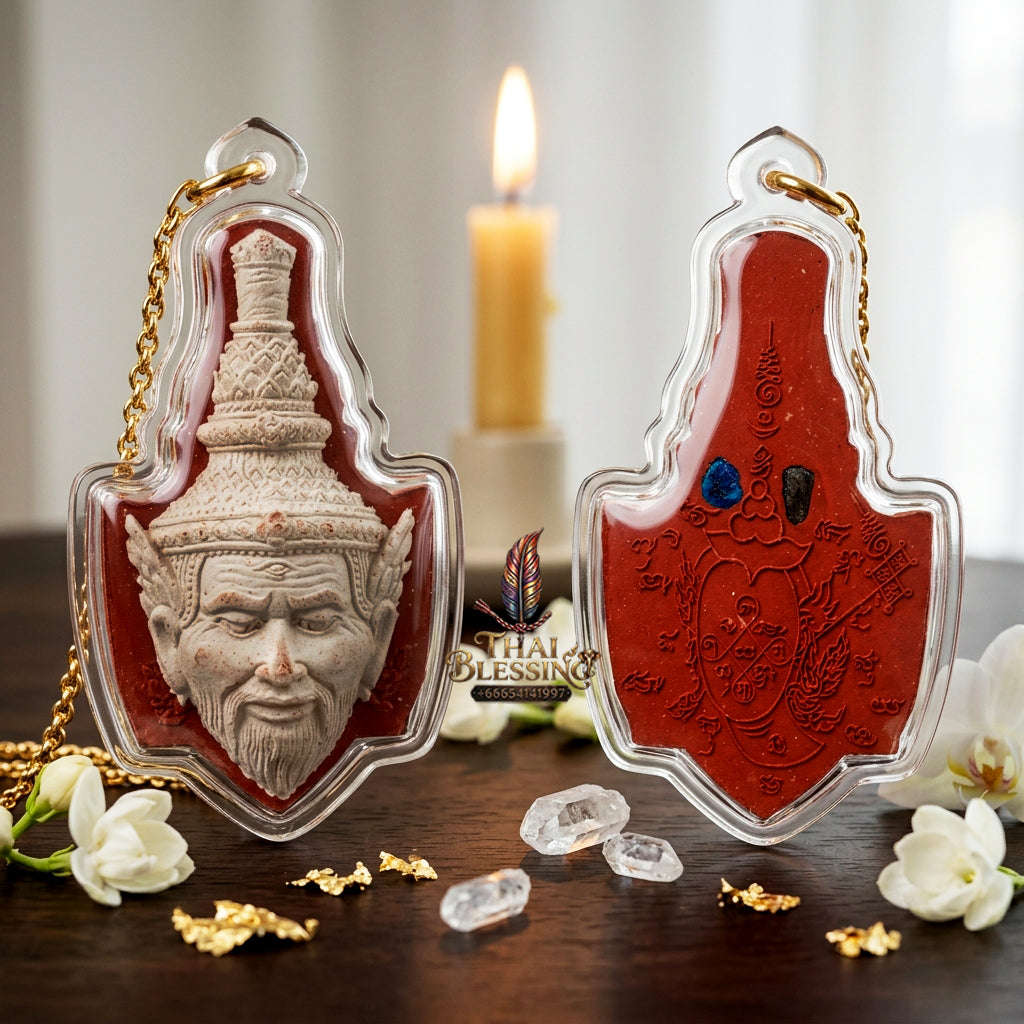 ✨ [The Sovereign of Supreme Sian Phra Rue Si Ta Fai Red-White Powder Masterpiece, Luang Pho Khlaeo Wat Rueang Wet Mongkhon Mastery & Unshakable Esoteric Sovereignty Thai Blessing Co By RURUECHA