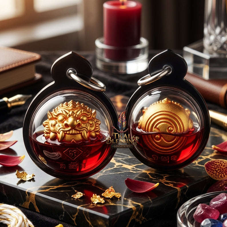 ✨ [The Sovereign of Total Fortune & Destiny-Reversal: The 2026 "Master-Class" Edition] Sacred "Luk-Om Rahu Phlik Duang (The Destiny-Flipping Celestial Orb)" – Special "Samrit-Gold & Red-Chicken Herb (Wan Kai Daeng) Oil" Thai Blessing Co By