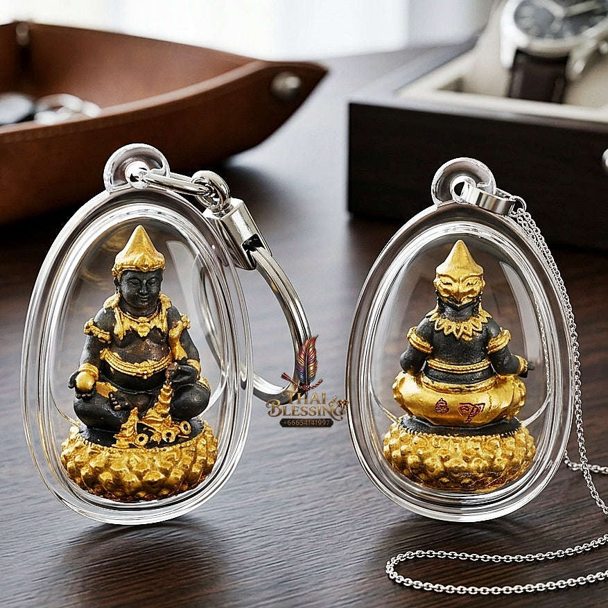 💥 THE STUNNING BLACK-AND-GOLD MASTERPIECE OF HEAVENLY WEALTH DEITY: THE PHRA ACHAN LEK WAT THAM KHAO NOI PHRA THANABODI BARAMI SETTHI YAI! Thai Blessing Co By RURUECHA