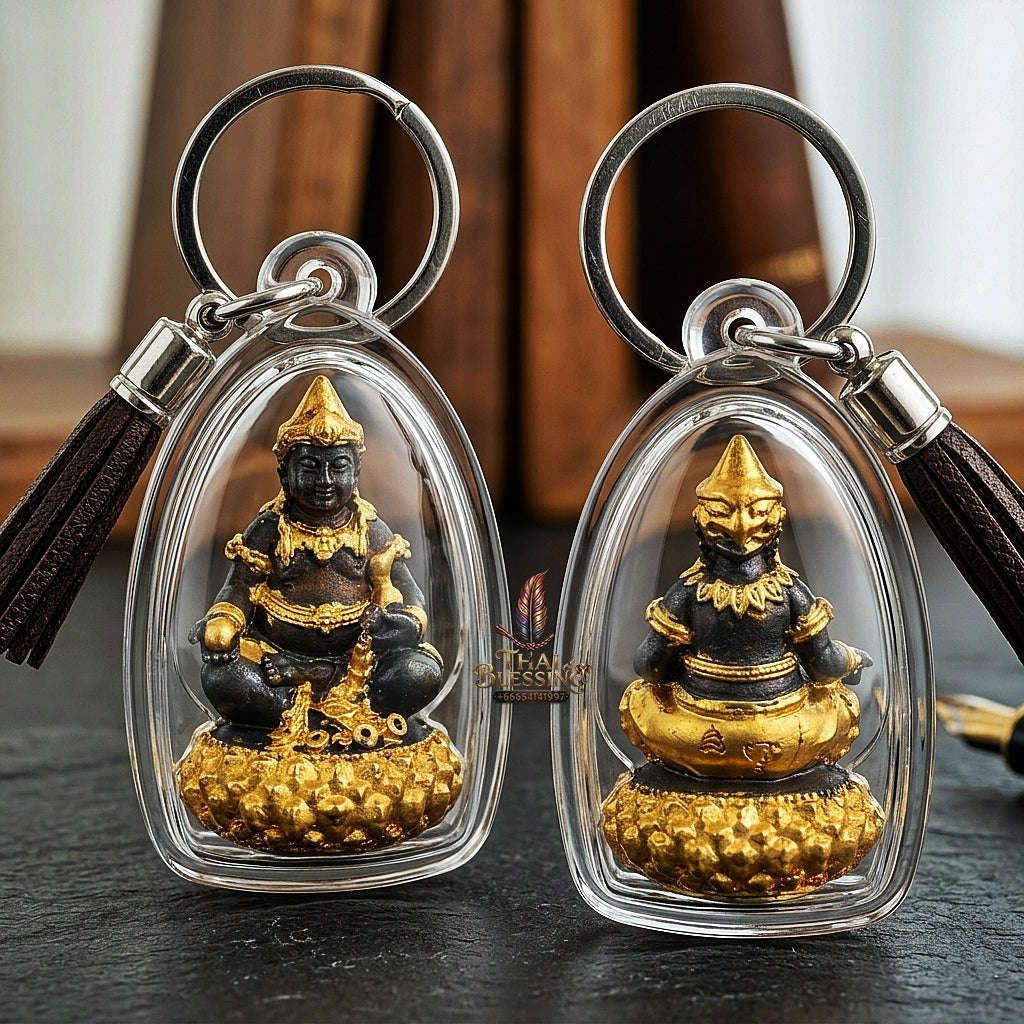💥 THE STUNNING BLACK-AND-GOLD MASTERPIECE OF HEAVENLY WEALTH DEITY: THE PHRA ACHAN LEK WAT THAM KHAO NOI PHRA THANABODI BARAMI SETTHI YAI! Thai Blessing Co By RURUECHA