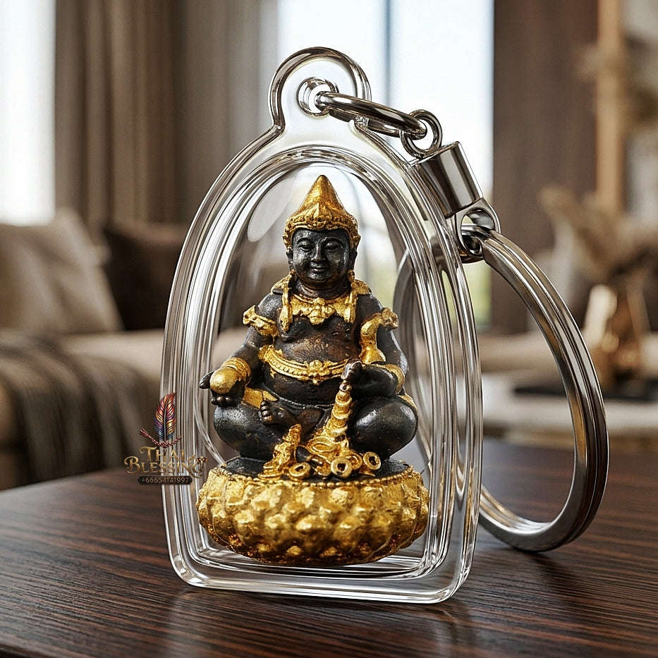 💥 THE STUNNING BLACK-AND-GOLD MASTERPIECE OF HEAVENLY WEALTH DEITY: THE PHRA ACHAN LEK WAT THAM KHAO NOI PHRA THANABODI BARAMI SETTHI YAI! Thai Blessing Co By RURUECHA