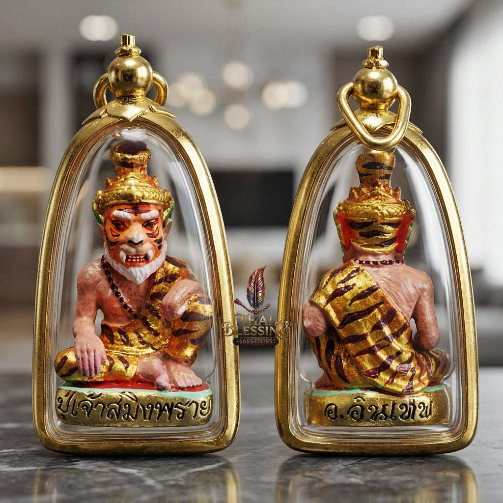 💥 THE STUNNING HAND-PAINTED METAL MASTERPIECE OF FEROCIOUS HERMIT SEDUCTION & WEALTH: THE ACHAN INTHEP PU CHAO SAMING PHRAI (THONG THIP PAINTED EDITION)! Thai Blessing Co By RURUECHA