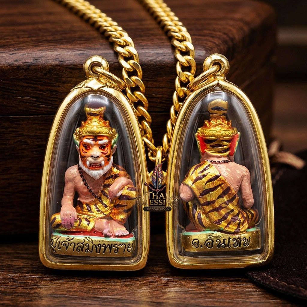 💥 THE STUNNING HAND-PAINTED METAL MASTERPIECE OF FEROCIOUS HERMIT SEDUCTION & WEALTH: THE ACHAN INTHEP PU CHAO SAMING PHRAI (THONG THIP PAINTED EDITION)! Thai Blessing Co By RURUECHA