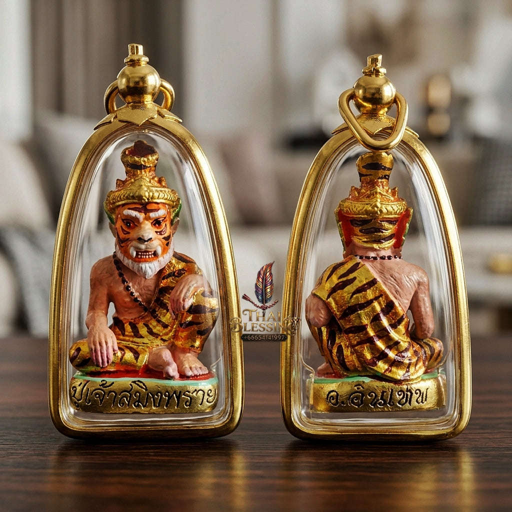 💥 THE STUNNING HAND-PAINTED METAL MASTERPIECE OF FEROCIOUS HERMIT SEDUCTION & WEALTH: THE ACHAN INTHEP PU CHAO SAMING PHRAI (THONG THIP PAINTED EDITION)! Thai Blessing Co By RURUECHA