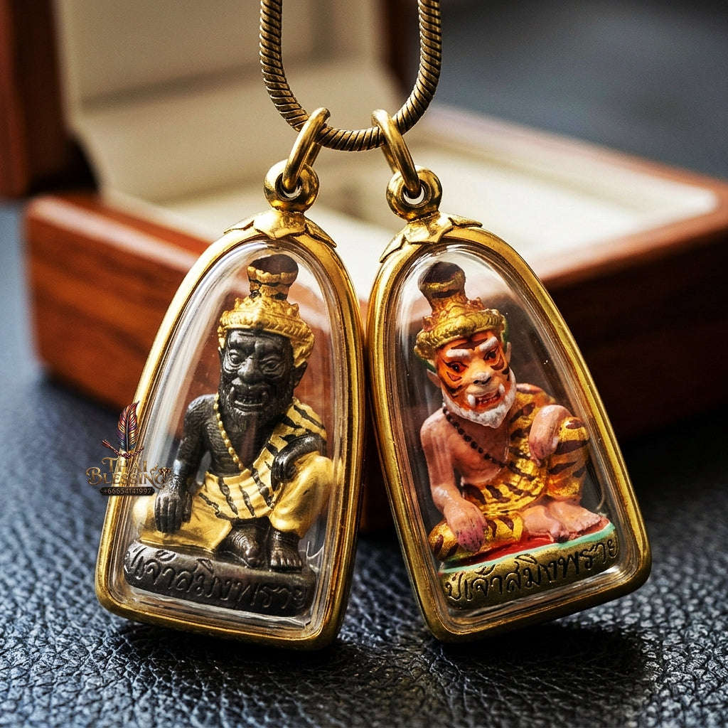 💥 THE STUNNING HAND-PAINTED METAL MASTERPIECE OF FEROCIOUS HERMIT SEDUCTION & WEALTH: THE ACHAN INTHEP PU CHAO SAMING PHRAI (THONG THIP PAINTED EDITION)! Thai Blessing Co By RURUECHA