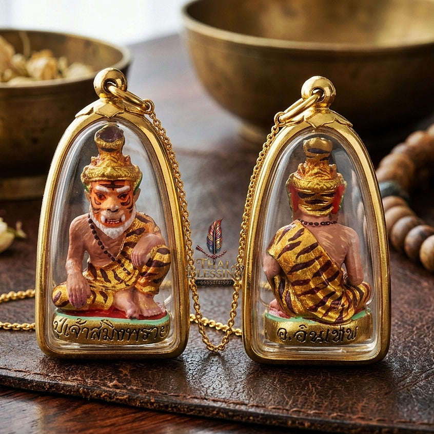💥 THE STUNNING HAND-PAINTED METAL MASTERPIECE OF FEROCIOUS HERMIT SEDUCTION & WEALTH: THE ACHAN INTHEP PU CHAO SAMING PHRAI (THONG THIP PAINTED EDITION)! Thai Blessing Co By RURUECHA