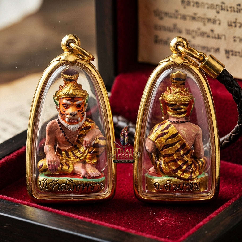 💥 THE STUNNING HAND-PAINTED METAL MASTERPIECE OF FEROCIOUS HERMIT SEDUCTION & WEALTH: THE ACHAN INTHEP PU CHAO SAMING PHRAI (THONG THIP PAINTED EDITION)! Thai Blessing Co By RURUECHA