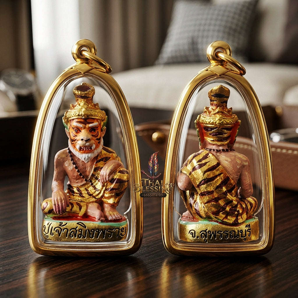 💥 THE STUNNING HAND-PAINTED METAL MASTERPIECE OF FEROCIOUS HERMIT SEDUCTION & WEALTH: THE ACHAN INTHEP PU CHAO SAMING PHRAI (THONG THIP PAINTED EDITION)! Thai Blessing Co By RURUECHA