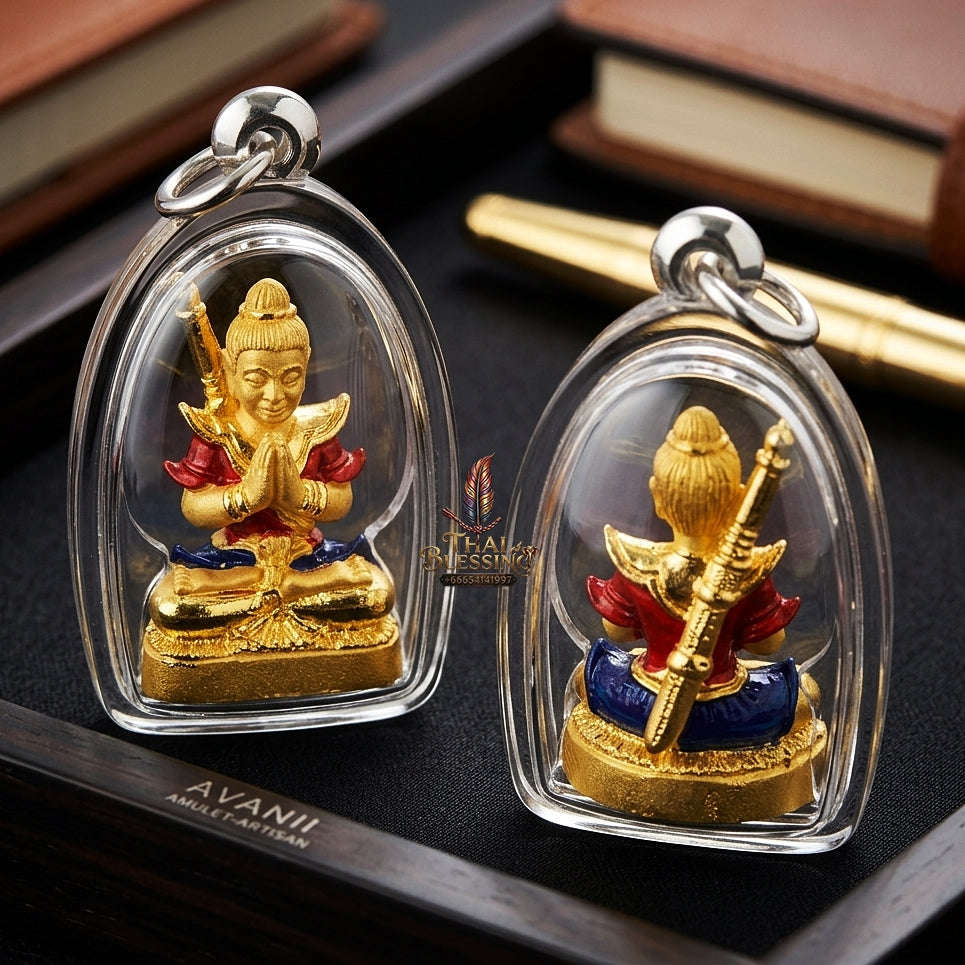 💥 THE STUNNING LANNA MASTERPIECE OF GOLD-PLATED BRONZE & ENAMEL SPLENDOR: THE KRUBA NUA RITH WAT SAPHAN DAM KHUNPHAEN SAEN AKHOM (MON MAHA HLONG EDITION, GOLD-PLATED BRONZE WITH COLOR ENAMEL, BE 2562)! Thai Blessing Co By RURUECHA