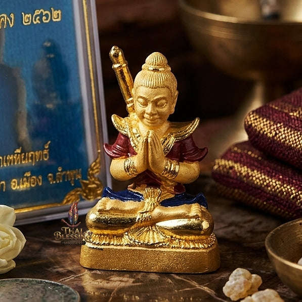 💥 THE STUNNING LANNA MASTERPIECE OF GOLD-PLATED BRONZE & ENAMEL SPLENDOR: THE KRUBA NUA RITH WAT SAPHAN DAM KHUNPHAEN SAEN AKHOM (MON MAHA HLONG EDITION, GOLD-PLATED BRONZE WITH COLOR ENAMEL, BE 2562)! Thai Blessing Co By RURUECHA