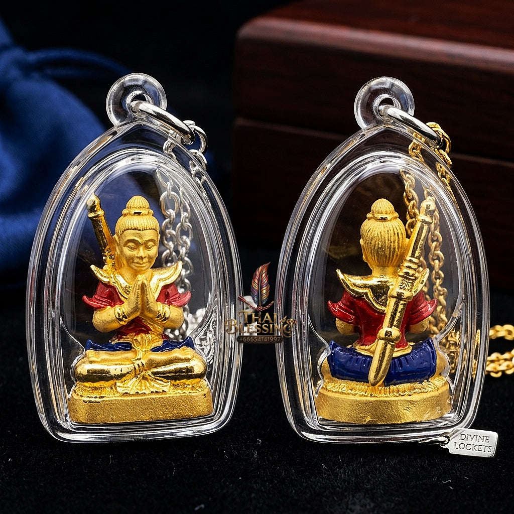 💥 THE STUNNING LANNA MASTERPIECE OF GOLD-PLATED BRONZE & ENAMEL SPLENDOR: THE KRUBA NUA RITH WAT SAPHAN DAM KHUNPHAEN SAEN AKHOM (MON MAHA HLONG EDITION, GOLD-PLATED BRONZE WITH COLOR ENAMEL, BE 2562)! Thai Blessing Co By RURUECHA