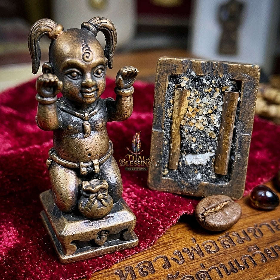 💥 THE STUNNING SATIN-RED BRONZE MASTERPIECE OF WEALTH-SWEEPING SPIRIT MASTERY: THE LUANG PHO SOMCHAI WAT DAN KWEAN KUMAR KOY SAP (RED SATIN SAMRIT EDITION)! Thai Blessing Co By RURUECHA