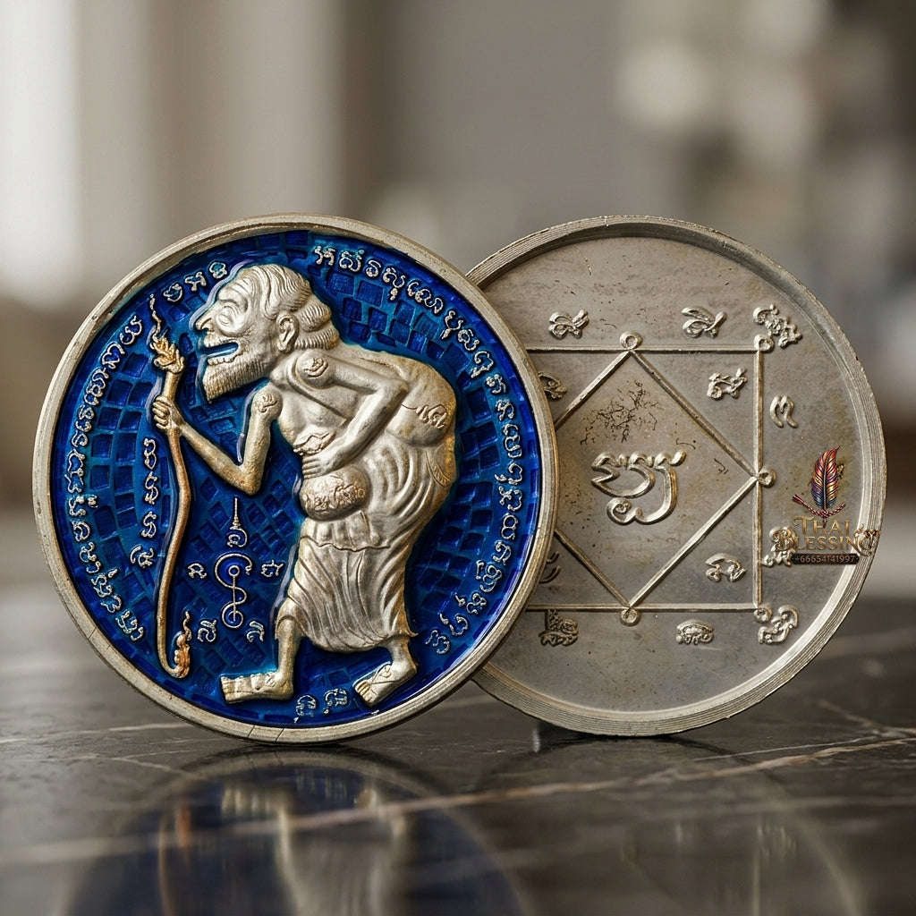 💥 THE STUNNING SILVER-PLATED MASTERPIECE OF ULTIMATE TREASURY WEALTH: THE LUANG PHO JON RAM RUAY MAHA SETTHI MI SAP CHU CHOK MEDAL (SILVER-PLATED EDITION)! Thai Blessing Co By RURUECHA