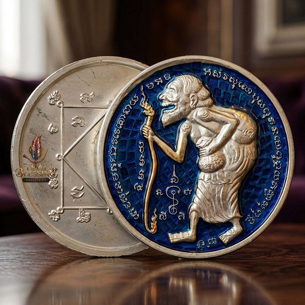 💥 THE STUNNING SILVER-PLATED MASTERPIECE OF ULTIMATE TREASURY WEALTH: THE LUANG PHO JON RAM RUAY MAHA SETTHI MI SAP CHU CHOK MEDAL (SILVER-PLATED EDITION)! Thai Blessing Co By RURUECHA