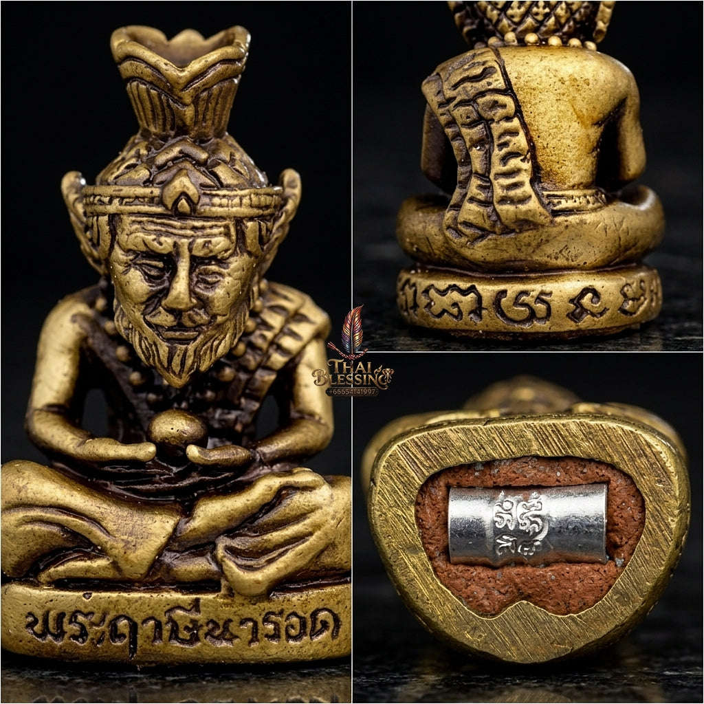 💥 THE STUNNING SUPREME LINEAGE MASTERPIECE OF THE PRATHOM BOROMAKHRU LORD HERMIT NAROD: THE LUANG PU MAEN SAMNAK SONG KHAO CHAN BOROMAKHRU PHOO RUE-SI NAROD (SATIN-FINISHED BELL BRASS EDITION, BE 2567)! Thai Blessing Co By RURUECHA
