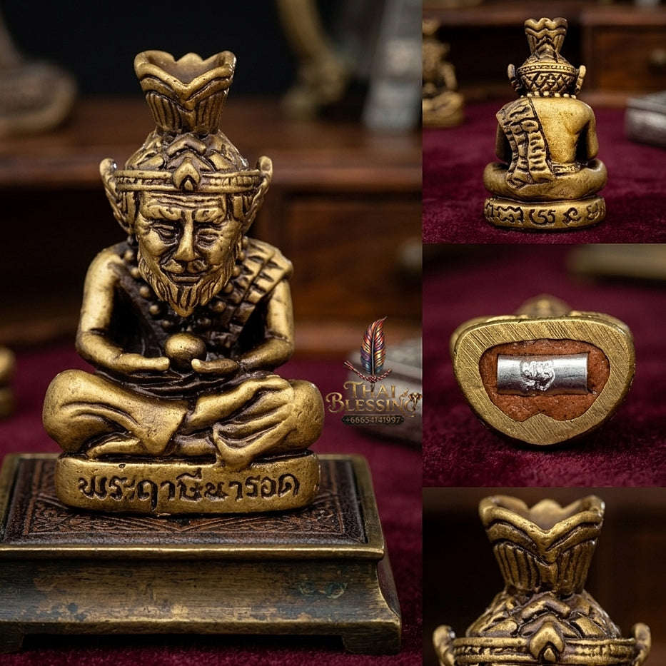 💥 THE STUNNING SUPREME LINEAGE MASTERPIECE OF THE PRATHOM BOROMAKHRU LORD HERMIT NAROD: THE LUANG PU MAEN SAMNAK SONG KHAO CHAN BOROMAKHRU PHOO RUE-SI NAROD (SATIN-FINISHED BELL BRASS EDITION, BE 2567)! Thai Blessing Co By RURUECHA