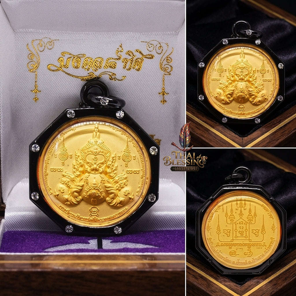 💥 THE SUPREME COSMIC SOVEREIGN IN GOLD & BLACK RHODIUM: THE DUAL-TONE RAHU!  Sacred "Phra Rahu Song Rit (Mongkhon 8 Thit Edition) Thai Blessing Co By RURUECHA