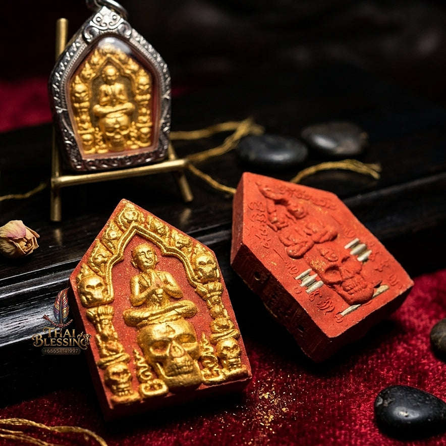 💥 THE SUPREME ISAN NECROMANTIC MASTERPIECE OF GHOST-PHRAI ALLURE & GOLDEN-FACE SOVEREIGNTY: THE LUANG PU VIANG WAT SAWANG NHONG CHAD KHUN PHAEN PHONG PHRA PHON GANG PHUT NHA THONG (RED HERB EDITION, BE 2559)! Thai Blessing Co By RURUECHA