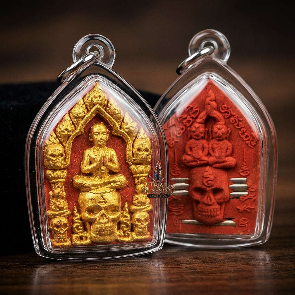 💥 THE SUPREME ISAN NECROMANTIC MASTERPIECE OF GHOST-PHRAI ALLURE & GOLDEN-FACE SOVEREIGNTY: THE LUANG PU VIANG WAT SAWANG NHONG CHAD KHUN PHAEN PHONG PHRA PHON GANG PHUT NHA THONG (RED HERB EDITION, BE 2559)! Thai Blessing Co By RURUECHA