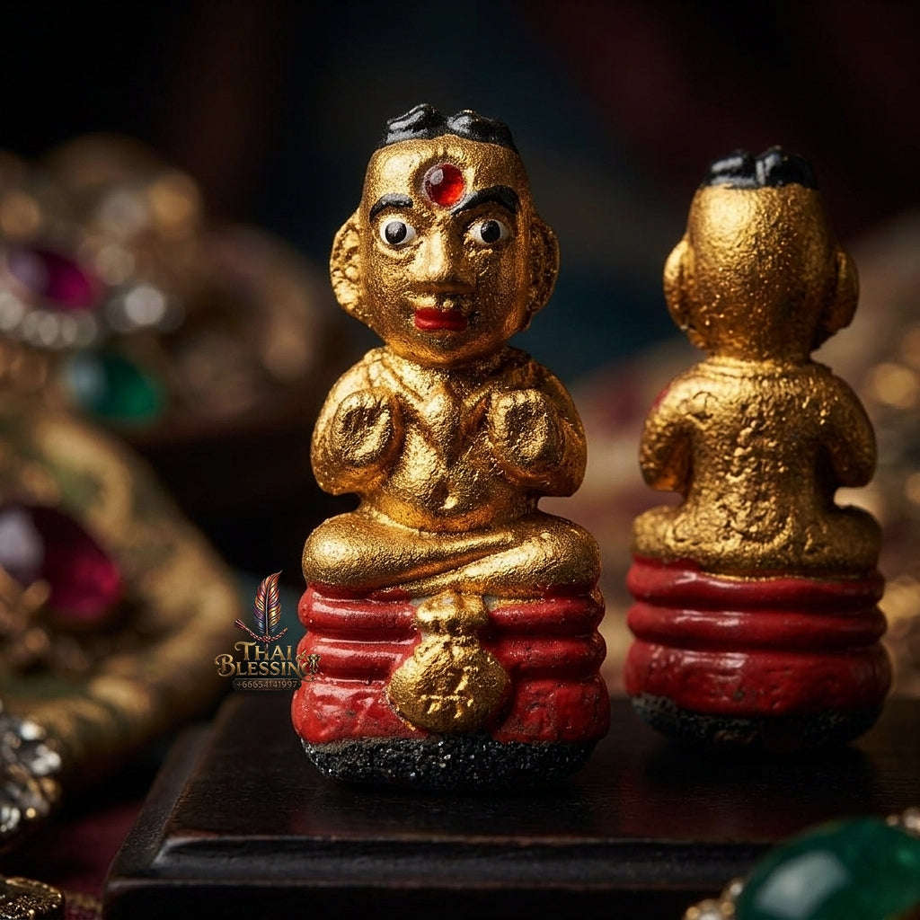 💥 THE SUPREME MASTERPIECE OF MILLIONAIRE PHRAI-KUMAR WEALTH: THE LUANG PU THONG DAM KUMAR SETTHI (BLACK-HERB PHRAI-KUMAR & SILVER TAKRUD EDITION)! Thai Blessing Co By RURUECHA