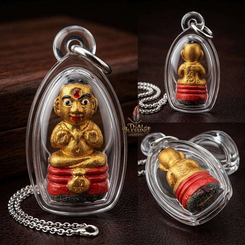 💥 THE SUPREME MASTERPIECE OF MILLIONAIRE PHRAI-KUMAR WEALTH: THE LUANG PU THONG DAM KUMAR SETTHI (BLACK-HERB PHRAI-KUMAR & SILVER TAKRUD EDITION)! Thai Blessing Co By RURUECHA