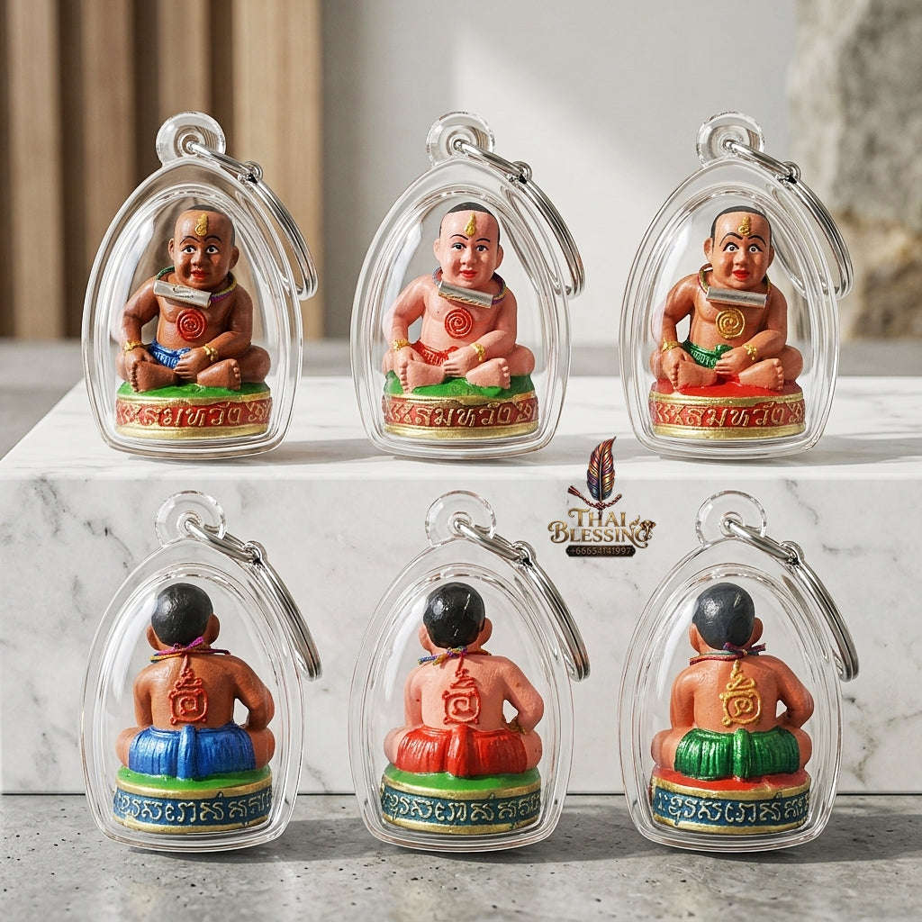 💥 THE SUPREME TRINITY OF WISH-FULFILLING SPIRIT BOYS: THE GUMARN NOI SOMWANG SET! Sacred "Kuman Noi Somwang (Wish-Fulfilling Boy) – Committee Set of 3 Statues