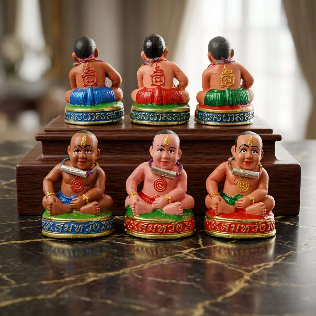💥 THE SUPREME TRINITY OF WISH-FULFILLING SPIRIT BOYS: THE GUMARN NOI SOMWANG SET! Sacred "Kuman Noi Somwang (Wish-Fulfilling Boy) – Committee Set of 3 Statues