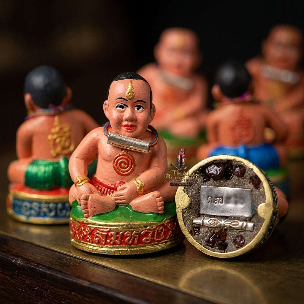 💥 THE SUPREME TRINITY OF WISH-FULFILLING SPIRIT BOYS: THE GUMARN NOI SOMWANG SET! Sacred "Kuman Noi Somwang (Wish-Fulfilling Boy) – Committee Set of 3 Statues