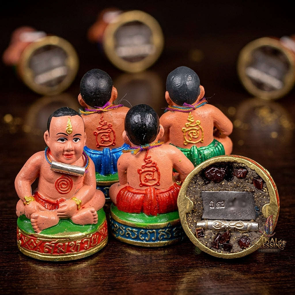 💥 THE SUPREME TRINITY OF WISH-FULFILLING SPIRIT BOYS: THE GUMARN NOI SOMWANG SET! Sacred "Kuman Noi Somwang (Wish-Fulfilling Boy) – Committee Set of 3 Statues