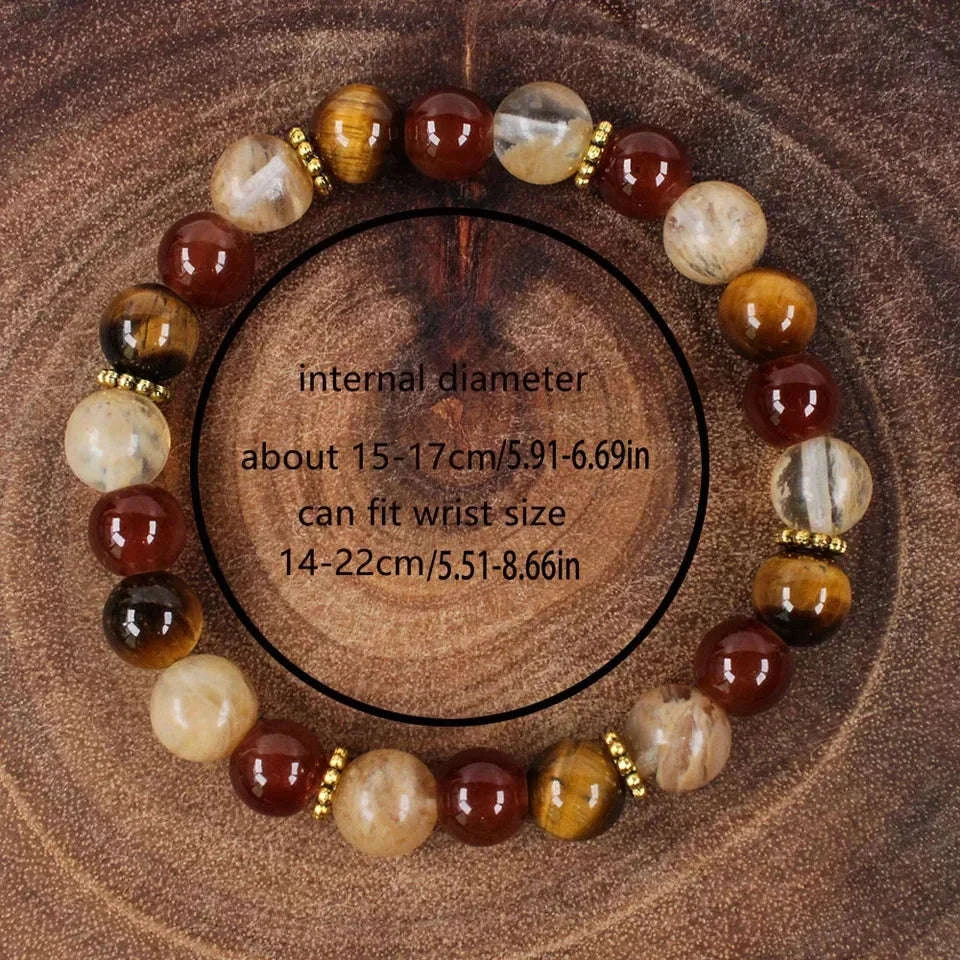 🎶 The "Symphony of Abundance" Bracelet: Citrine, Tiger Eye & Red Agate (November Birthstone & Creative Flow)