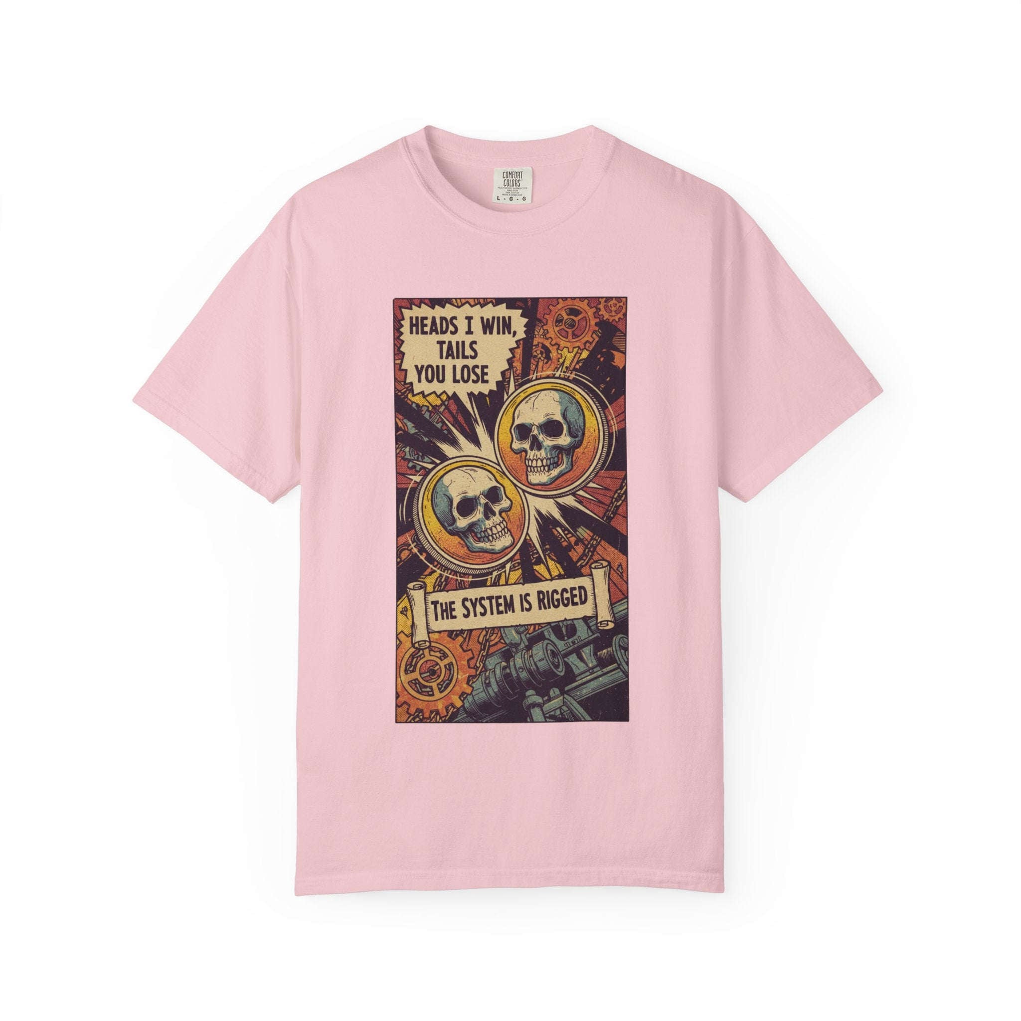 The System Is Rigged T-Shirt - Vintage Satirical Skull Graphic - Dark Humor Chess Pawn Tee - Retro Propaganda Streetwear Blossom