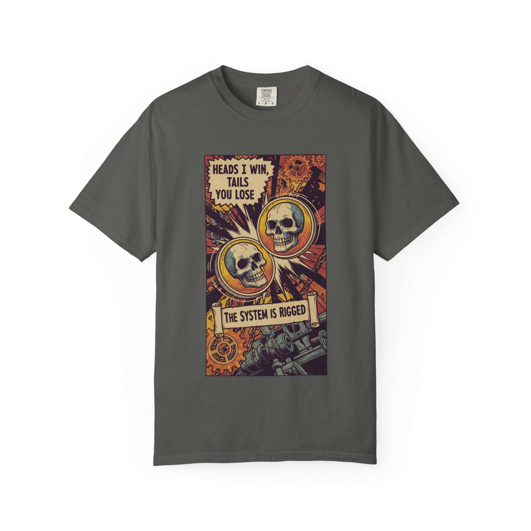 The System Is Rigged T-Shirt - Vintage Satirical Skull Graphic - Dark Humor Chess Pawn Tee - Retro Propaganda Streetwear Pepper