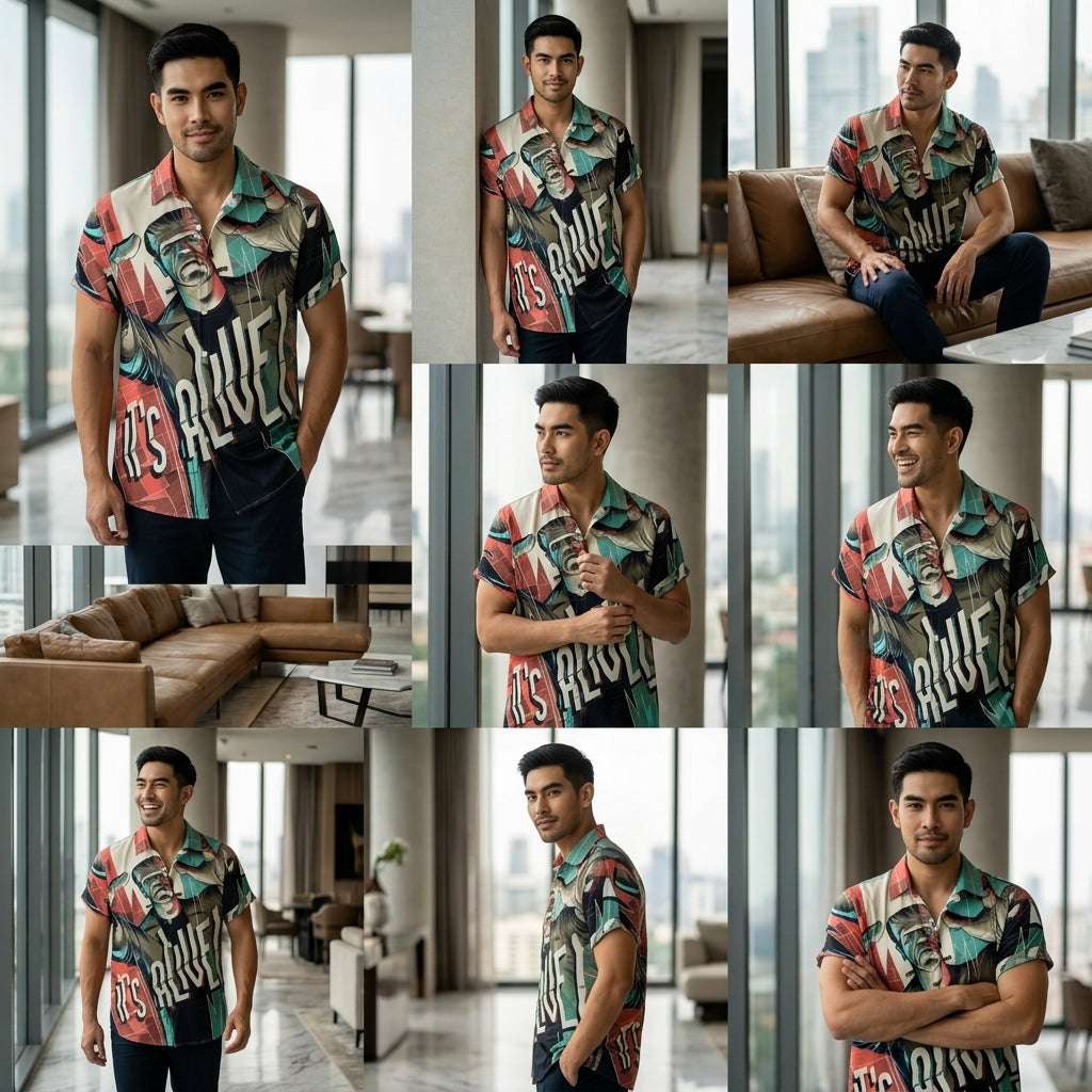 The Timeless Icon Edition Premium Men's Retro Character Graphic Shirt - High-Definition Vintage Animation Art Couples' Matching Halloween Style Hawaiian Beach Shirt, Breathable Quick-Dry Urban-Holiday Short-Sleeve Apparel Thai Blessing Co By