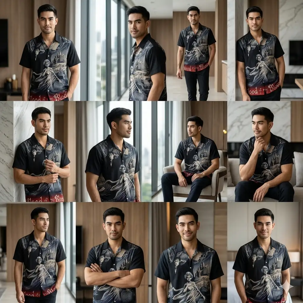 The Timeless Icon Edition Premium Men's Retro Character Graphic Shirt - High-Definition Vintage Animation Art Couples' Matching Halloween Style Hawaiian Beach Shirt, Breathable Quick-Dry Urban-Holiday Short-Sleeve Apparel Thai Blessing Co By