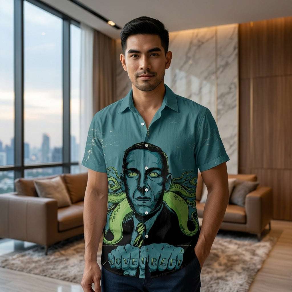 The Timeless Icon Edition Premium Men's Retro Character Graphic Shirt - High-Definition Vintage Animation Art Couples' Matching Halloween Style Hawaiian Beach Shirt, Breathable Quick-Dry Urban-Holiday Short-Sleeve Apparel Thai Blessing Co By
