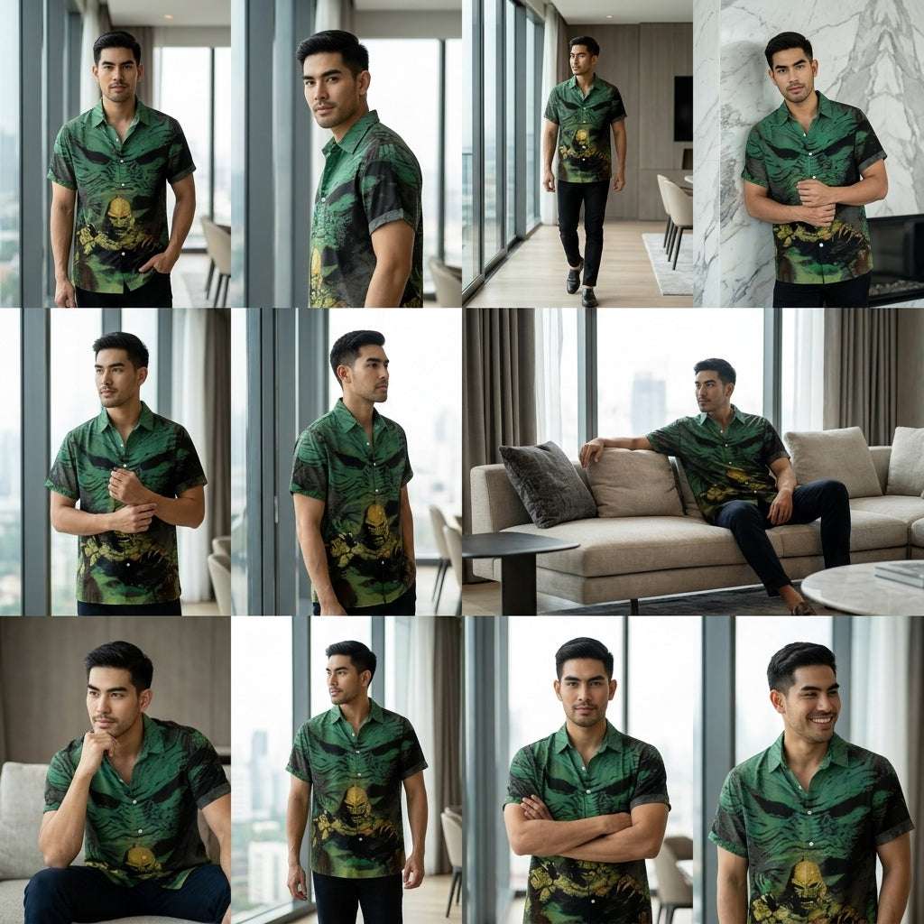 The Timeless Icon Edition Premium Men's Retro Character Graphic Shirt - High-Definition Vintage Animation Art Couples' Matching Halloween Style Hawaiian Beach Shirt, Breathable Quick-Dry Urban-Holiday Short-Sleeve Apparel Thai Blessing Co By