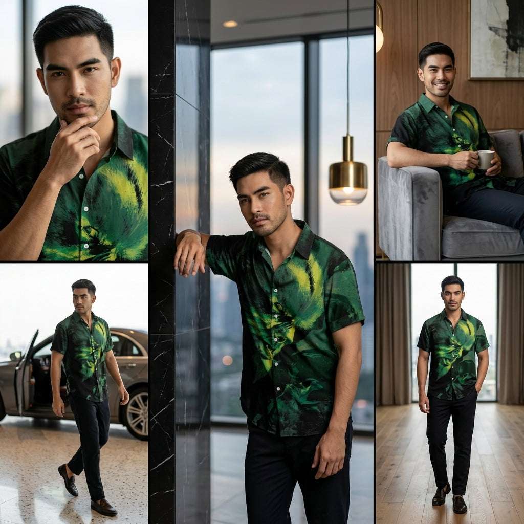 The Timeless Icon Edition Premium Men's Retro Character Graphic Shirt - High-Definition Vintage Animation Art Couples' Matching Halloween Style Hawaiian Beach Shirt, Breathable Quick-Dry Urban-Holiday Short-Sleeve Apparel Thai Blessing Co By