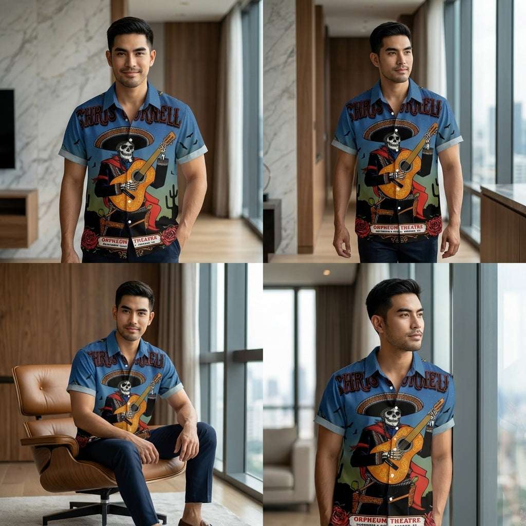 The Timeless Icon Edition Premium Men's Retro Character Graphic Shirt - High-Definition Vintage Animation Art Couples' Matching Halloween Style Hawaiian Beach Shirt, Breathable Quick-Dry Urban-Holiday Short-Sleeve Apparel Thai Blessing Co By