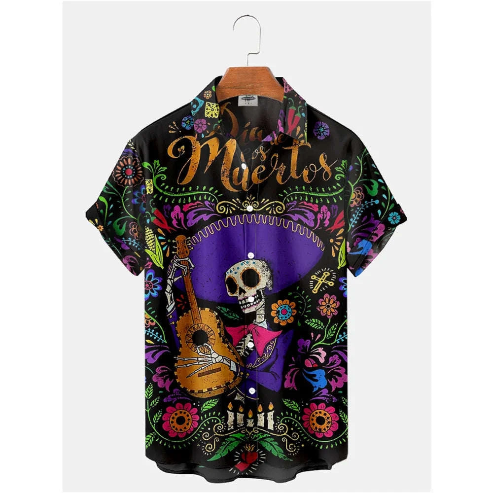 The Timeless Icon Edition Premium Men's Retro Character Graphic Shirt - High-Definition Vintage Animation Art Couples' Matching Halloween Style Hawaiian Beach Shirt, Breathable Quick-Dry Urban-Holiday Short-Sleeve Apparel