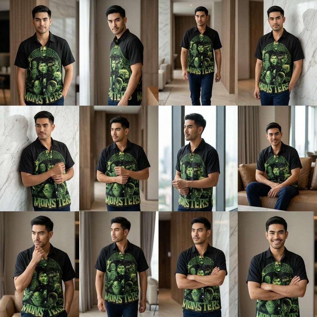 The Timeless Icon Edition Premium Men's Retro Character Graphic Shirt - High-Definition Vintage Animation Art Couples' Matching Halloween Style Hawaiian Beach Shirt, Breathable Quick-Dry Urban-Holiday Short-Sleeve Apparel Thai Blessing Co By