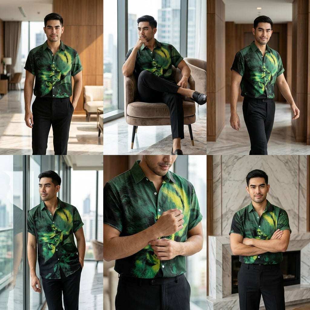The Timeless Icon Edition Premium Men's Retro Character Graphic Shirt - High-Definition Vintage Animation Art Couples' Matching Halloween Style Hawaiian Beach Shirt, Breathable Quick-Dry Urban-Holiday Short-Sleeve Apparel Thai Blessing Co By
