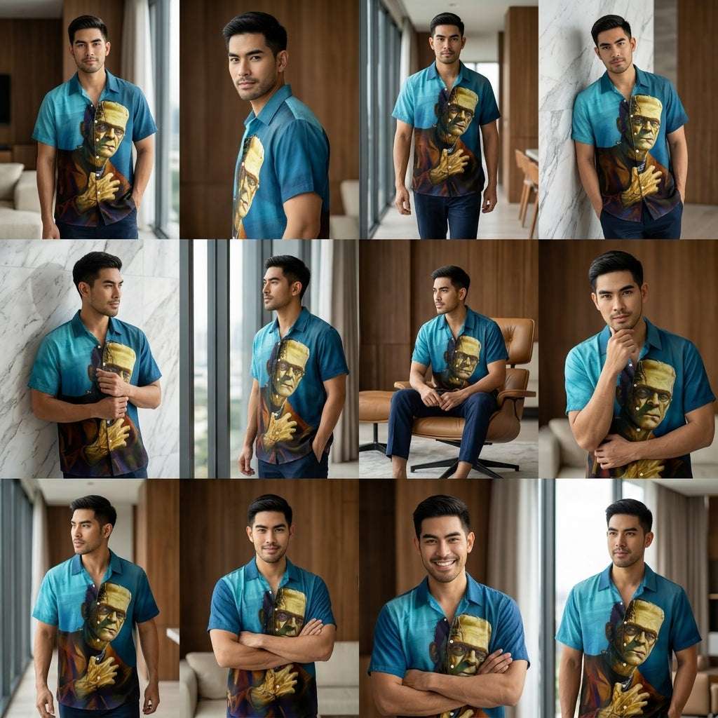 The Timeless Icon Edition Premium Men's Retro Character Graphic Shirt - High-Definition Vintage Animation Art Couples' Matching Halloween Style Hawaiian Beach Shirt, Breathable Quick-Dry Urban-Holiday Short-Sleeve Apparel Thai Blessing Co By