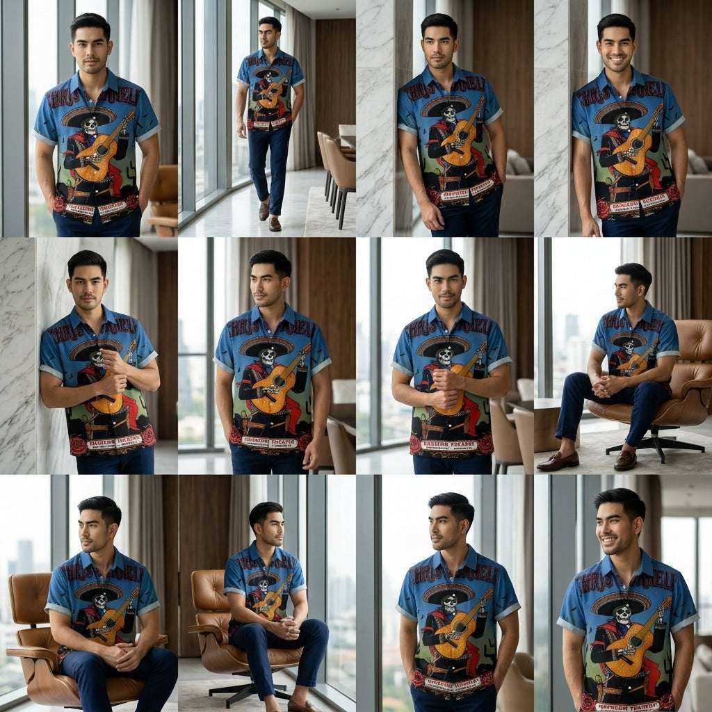 The Timeless Icon Edition Premium Men's Retro Character Graphic Shirt - High-Definition Vintage Animation Art Couples' Matching Halloween Style Hawaiian Beach Shirt, Breathable Quick-Dry Urban-Holiday Short-Sleeve Apparel Thai Blessing Co By