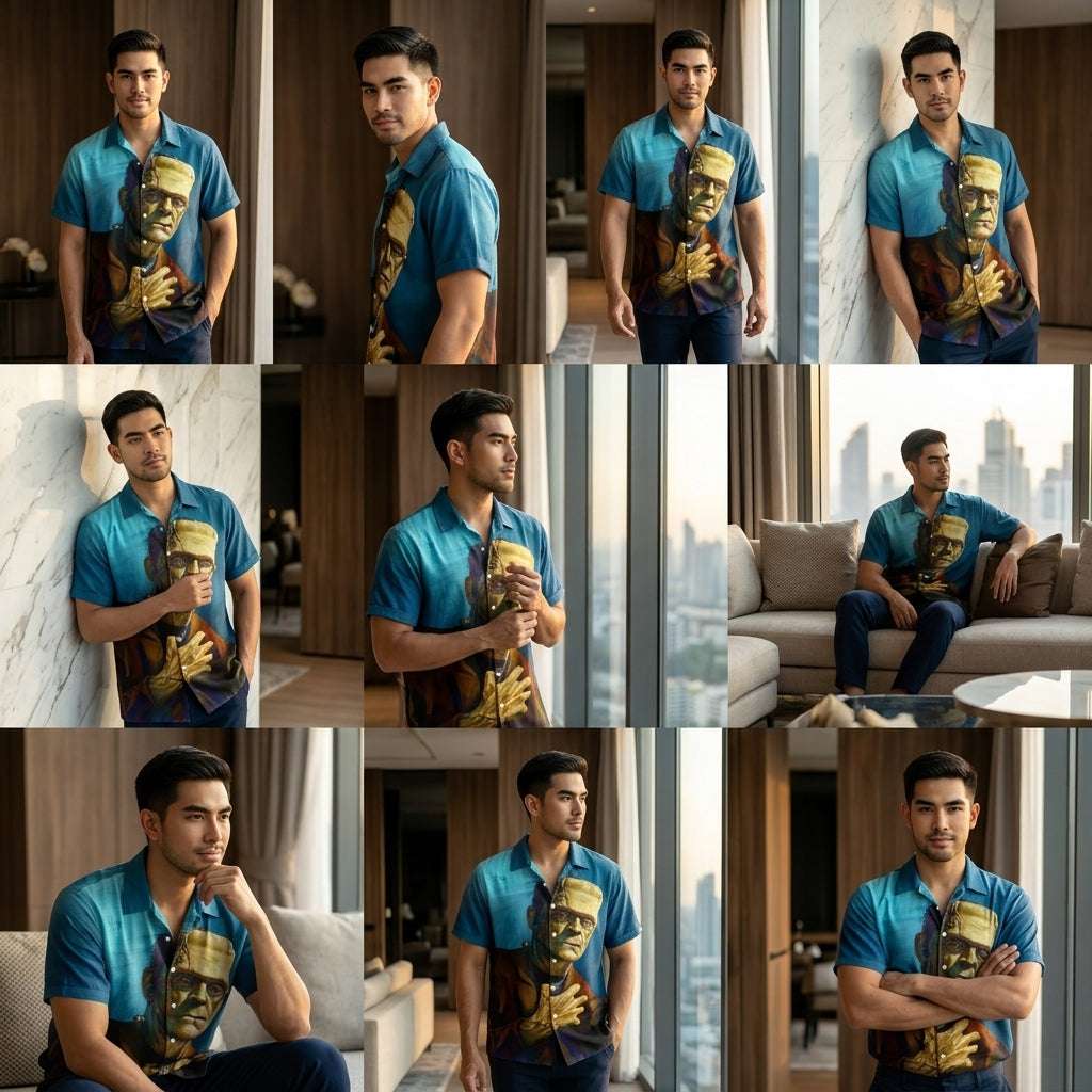 The Timeless Icon Edition Premium Men's Retro Character Graphic Shirt - High-Definition Vintage Animation Art Couples' Matching Halloween Style Hawaiian Beach Shirt, Breathable Quick-Dry Urban-Holiday Short-Sleeve Apparel Thai Blessing Co By