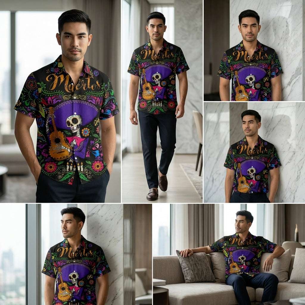 The Timeless Icon Edition Premium Men's Retro Character Graphic Shirt - High-Definition Vintage Animation Art Couples' Matching Halloween Style Hawaiian Beach Shirt, Breathable Quick-Dry Urban-Holiday Short-Sleeve Apparel Thai Blessing Co By