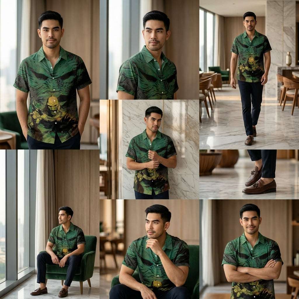 The Timeless Icon Edition Premium Men's Retro Character Graphic Shirt - High-Definition Vintage Animation Art Couples' Matching Halloween Style Hawaiian Beach Shirt, Breathable Quick-Dry Urban-Holiday Short-Sleeve Apparel Thai Blessing Co By