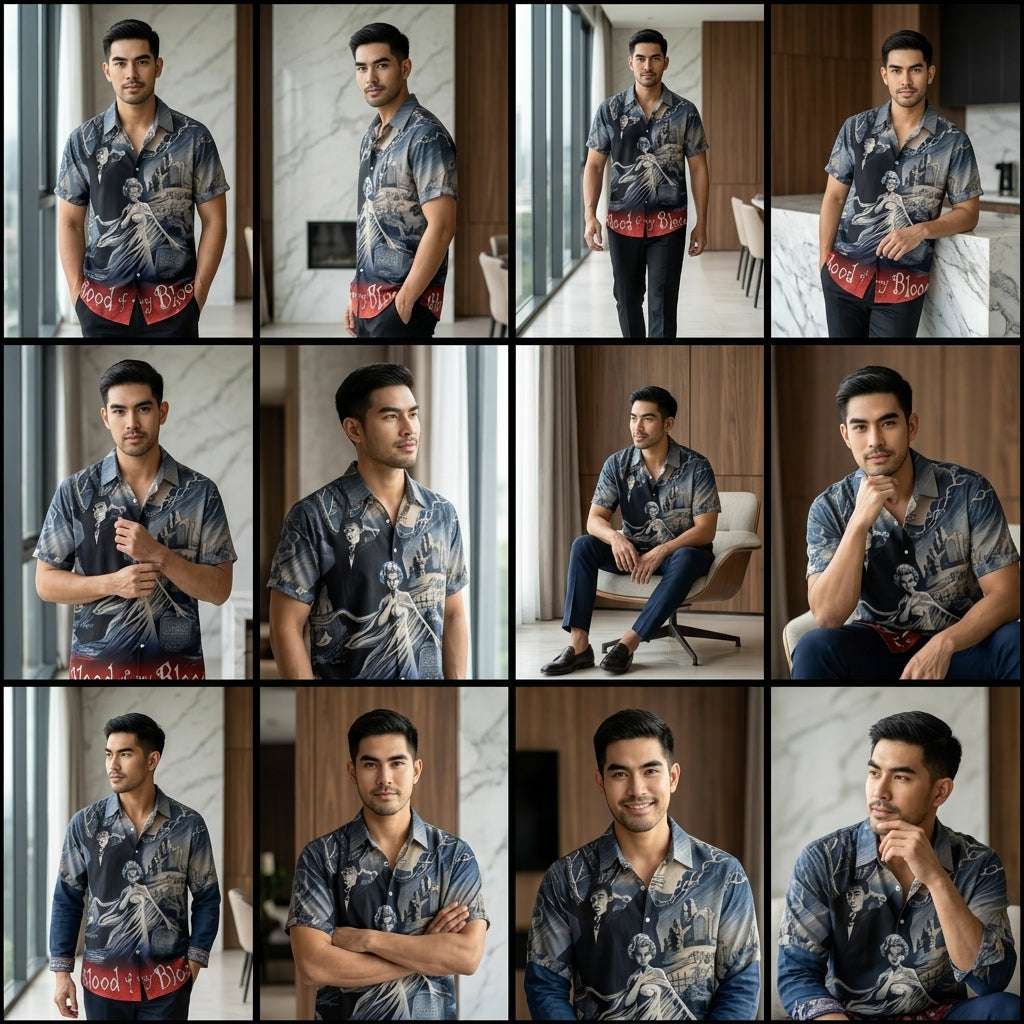 The Timeless Icon Edition Premium Men's Retro Character Graphic Shirt - High-Definition Vintage Animation Art Couples' Matching Halloween Style Hawaiian Beach Shirt, Breathable Quick-Dry Urban-Holiday Short-Sleeve Apparel Thai Blessing Co By