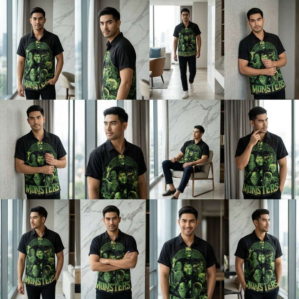 The Timeless Icon Edition Premium Men's Retro Character Graphic Shirt - High-Definition Vintage Animation Art Couples' Matching Halloween Style Hawaiian Beach Shirt, Breathable Quick-Dry Urban-Holiday Short-Sleeve Apparel Thai Blessing Co By